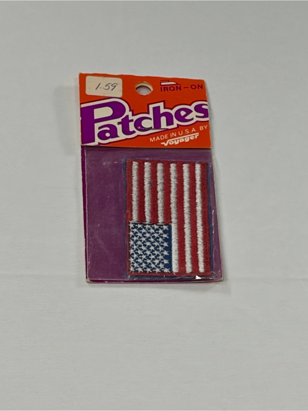Vintage American Flag Iron On Patch USA Embroidered Voyager Made In USA NOS